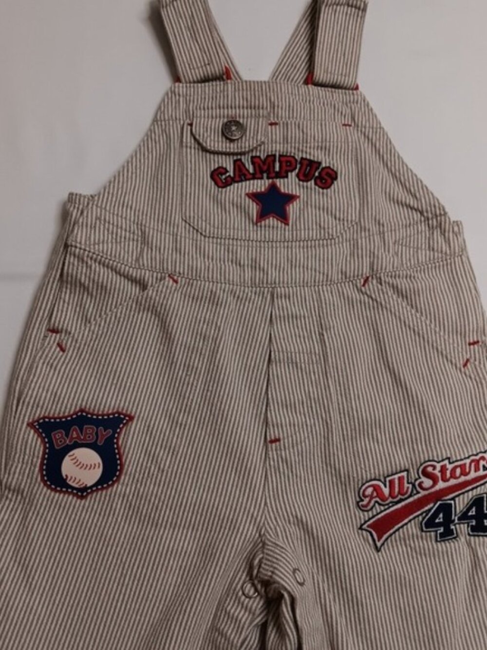 Jeans Wear Baby All Stars Overalls Striped Infant Baseball Appliques
